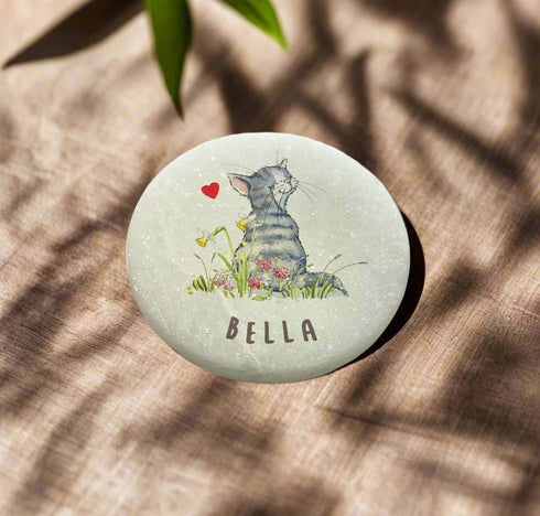 Cat Grey & White Marble Memorial